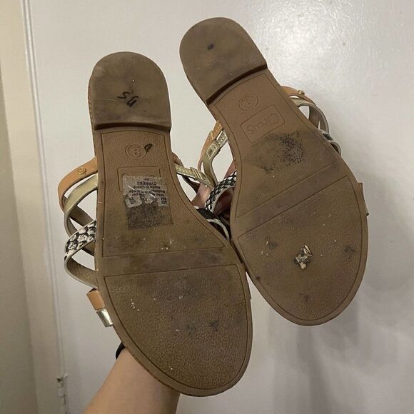 Sam Edelman Cypress Gold metallic brown strappy sandal slides size US 9 - Picture 3 of 5